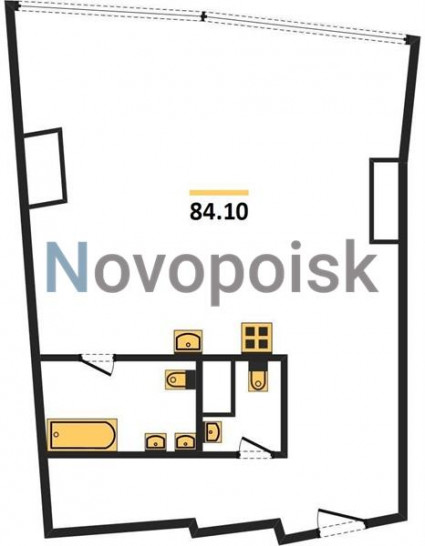 Однокомнатная квартира 84.1 м²