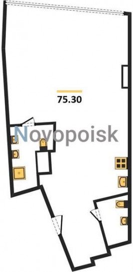 Однокомнатная квартира 75.3 м²