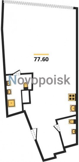 Однокомнатная квартира 77.6 м²